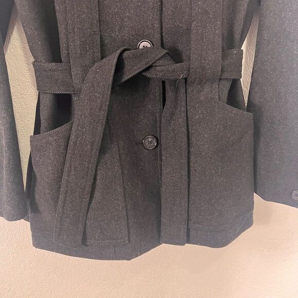 J. Crew Grey Wool Collared Button Down & Belted Dress Coat - Picture 6 of 11